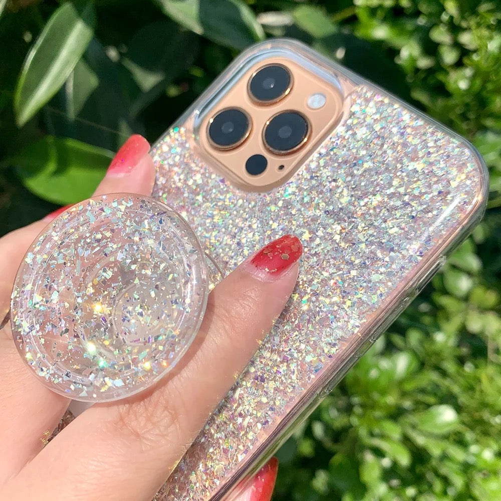 Phone Socket glitter plateado