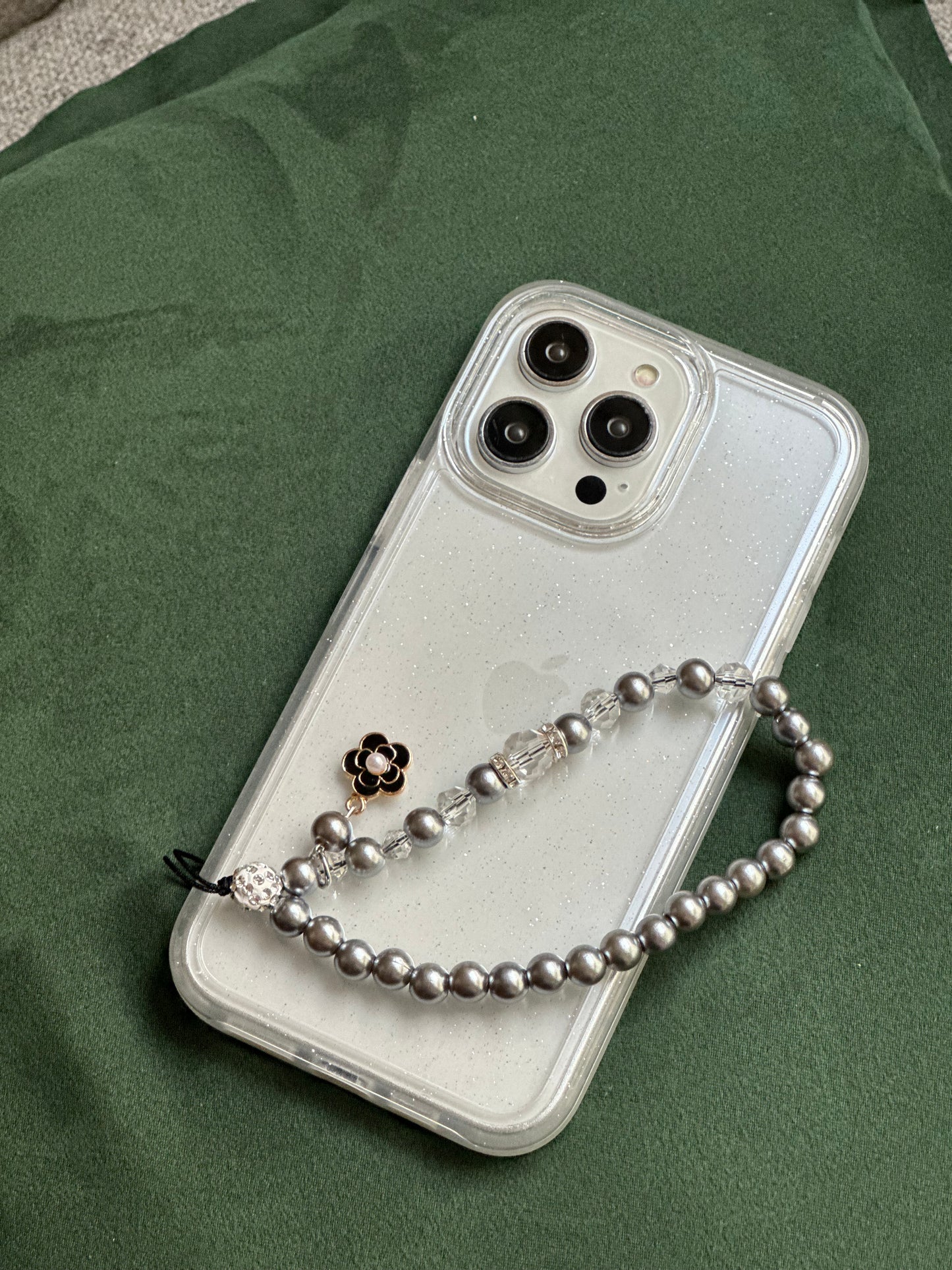 Holder sujetador perlas grises