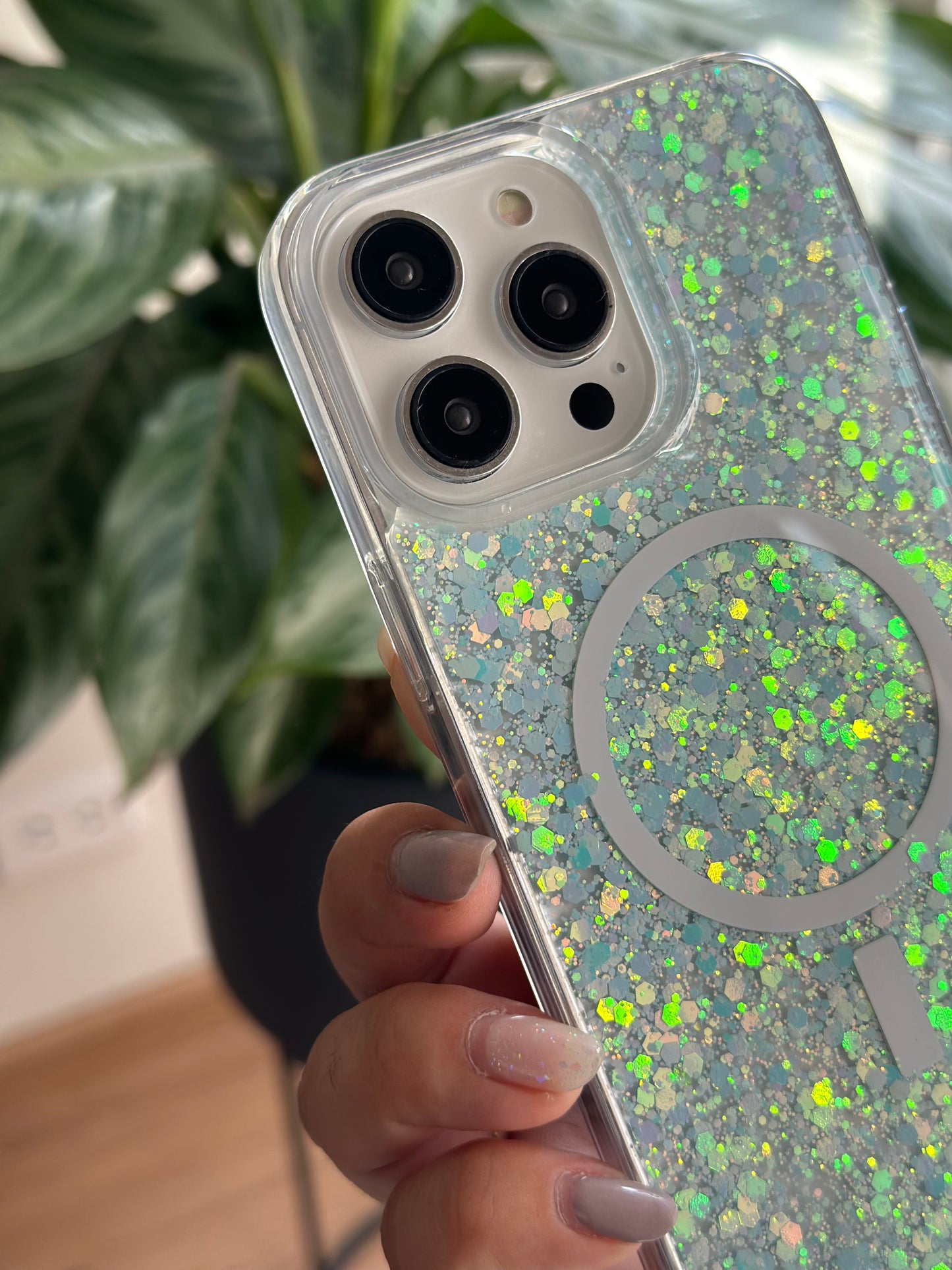 MagSafe glitter celeste