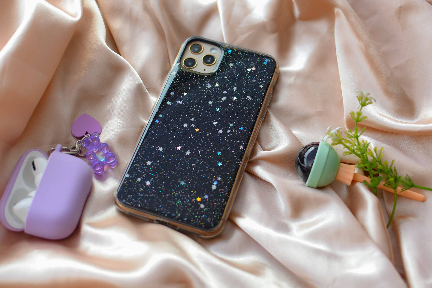 Estrellas y glitter negro