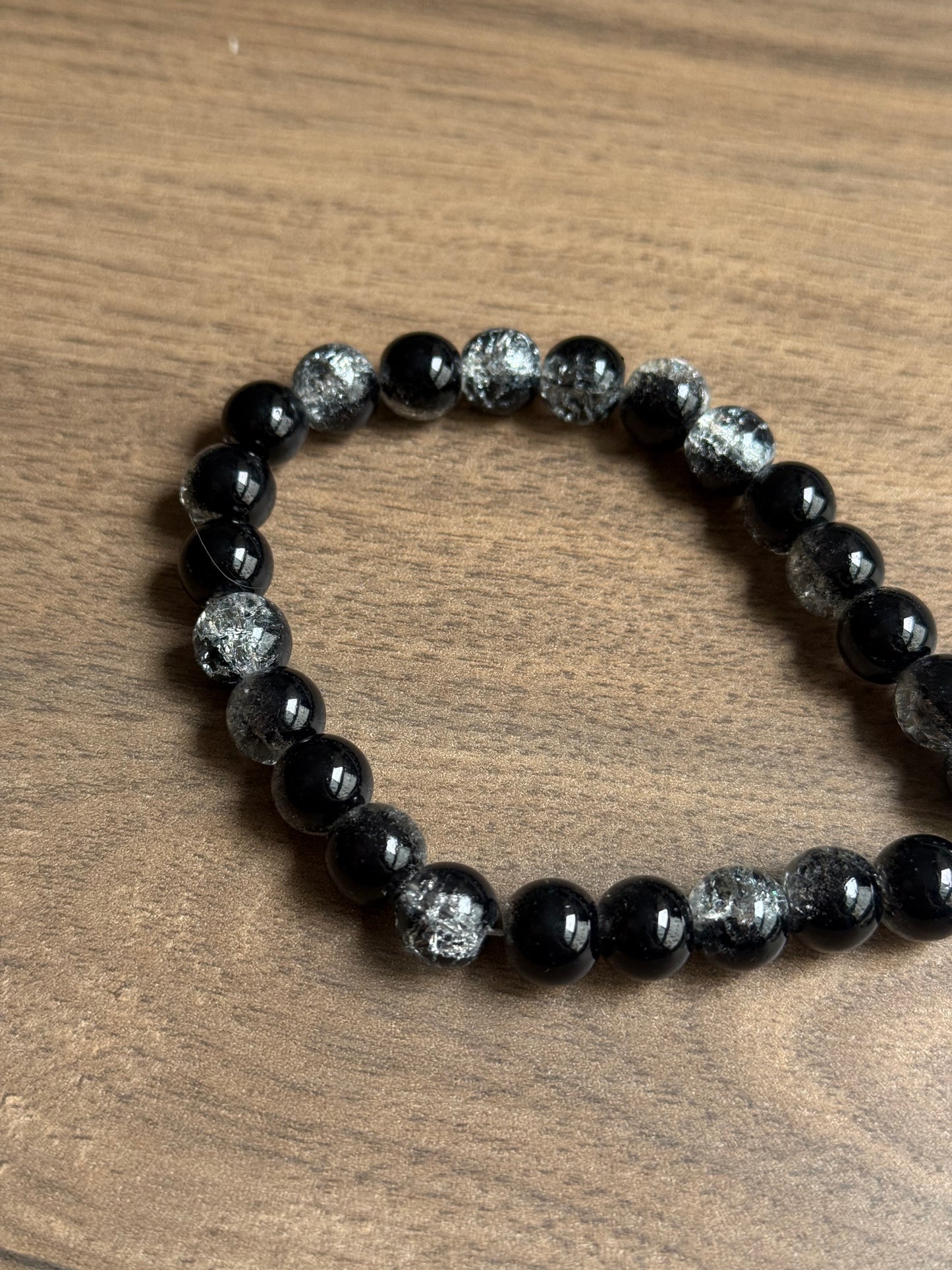 Holder perlas negras y glitter