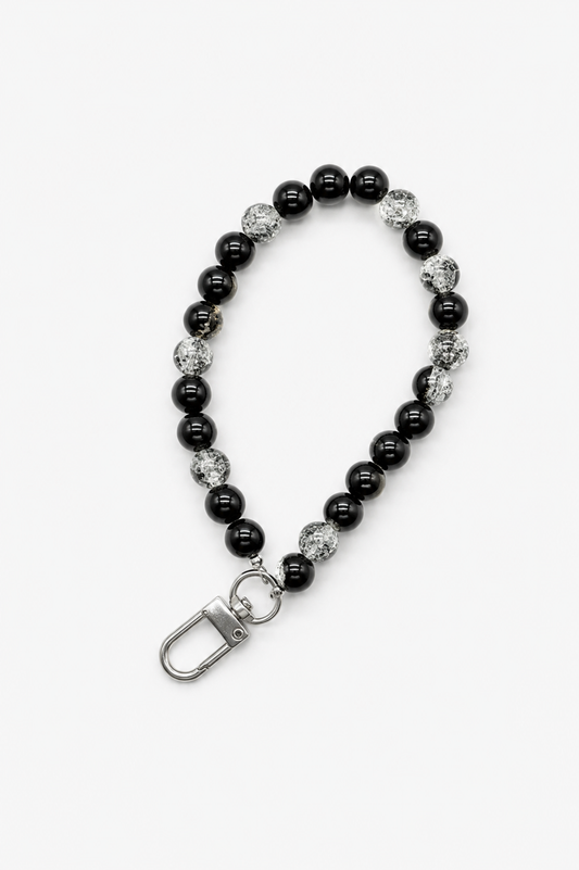 Holder perlas negras y glitter
