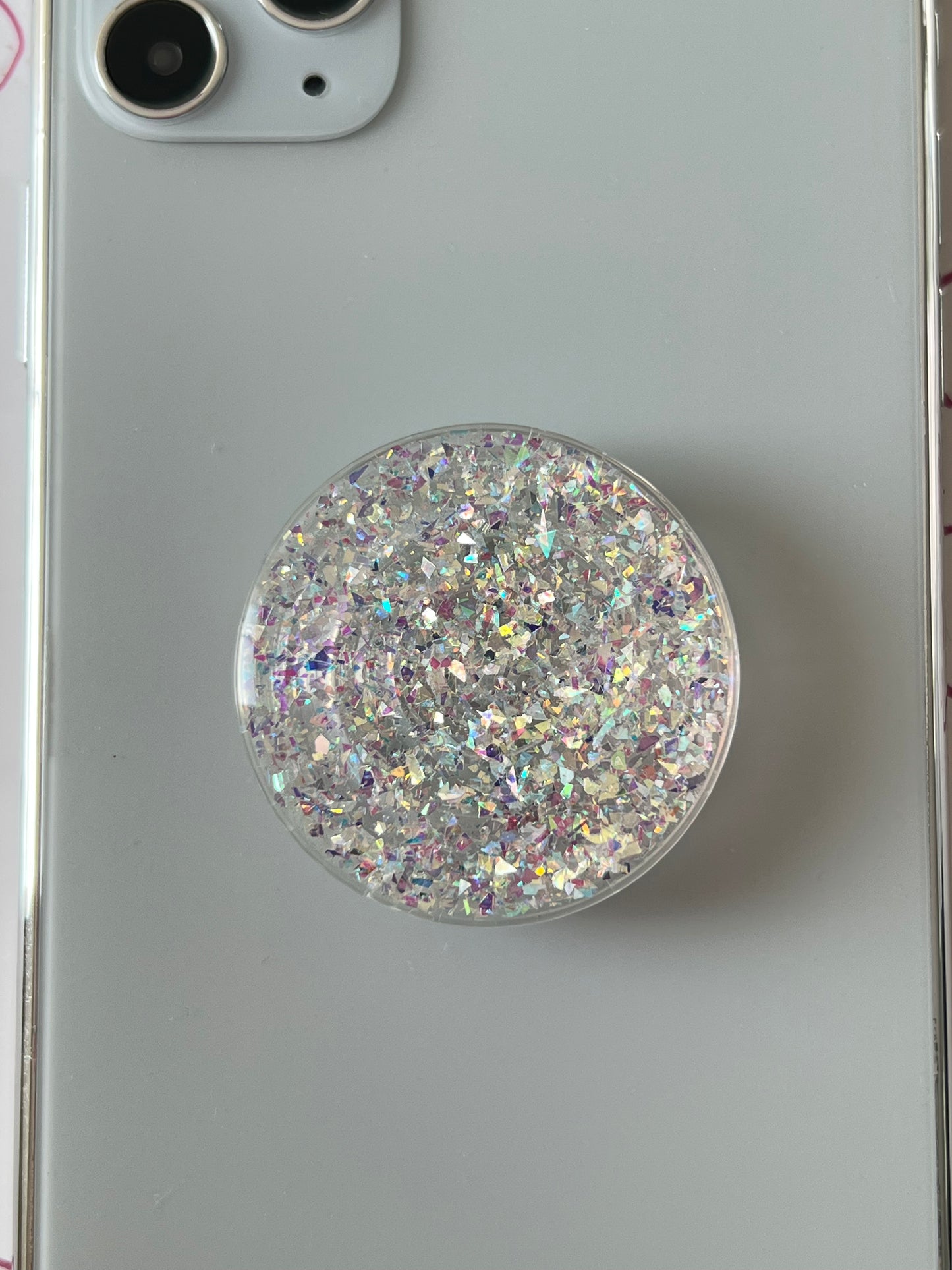 Phone Socket glitter plateado